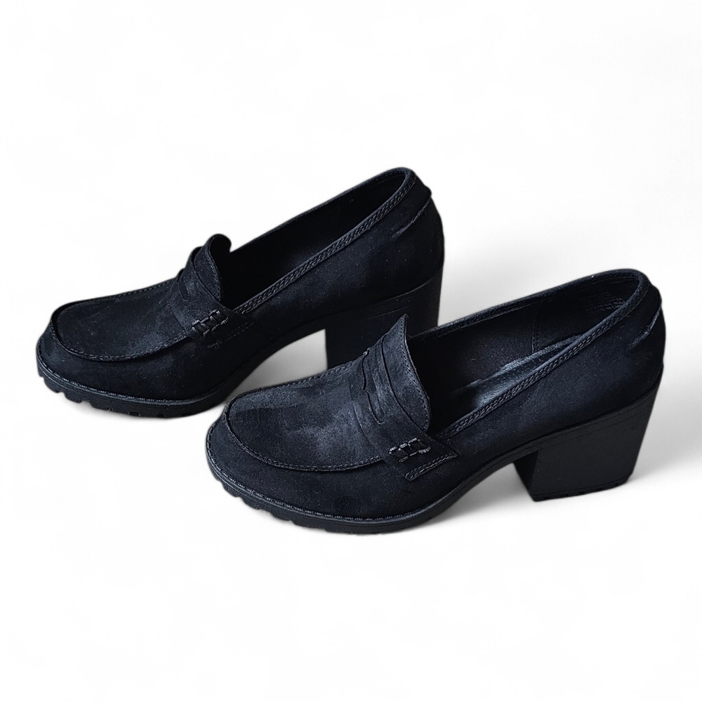 Sun + Stone Women’s Black Suede Block Heel Loafers Size 9 - Picture 4 of 10
